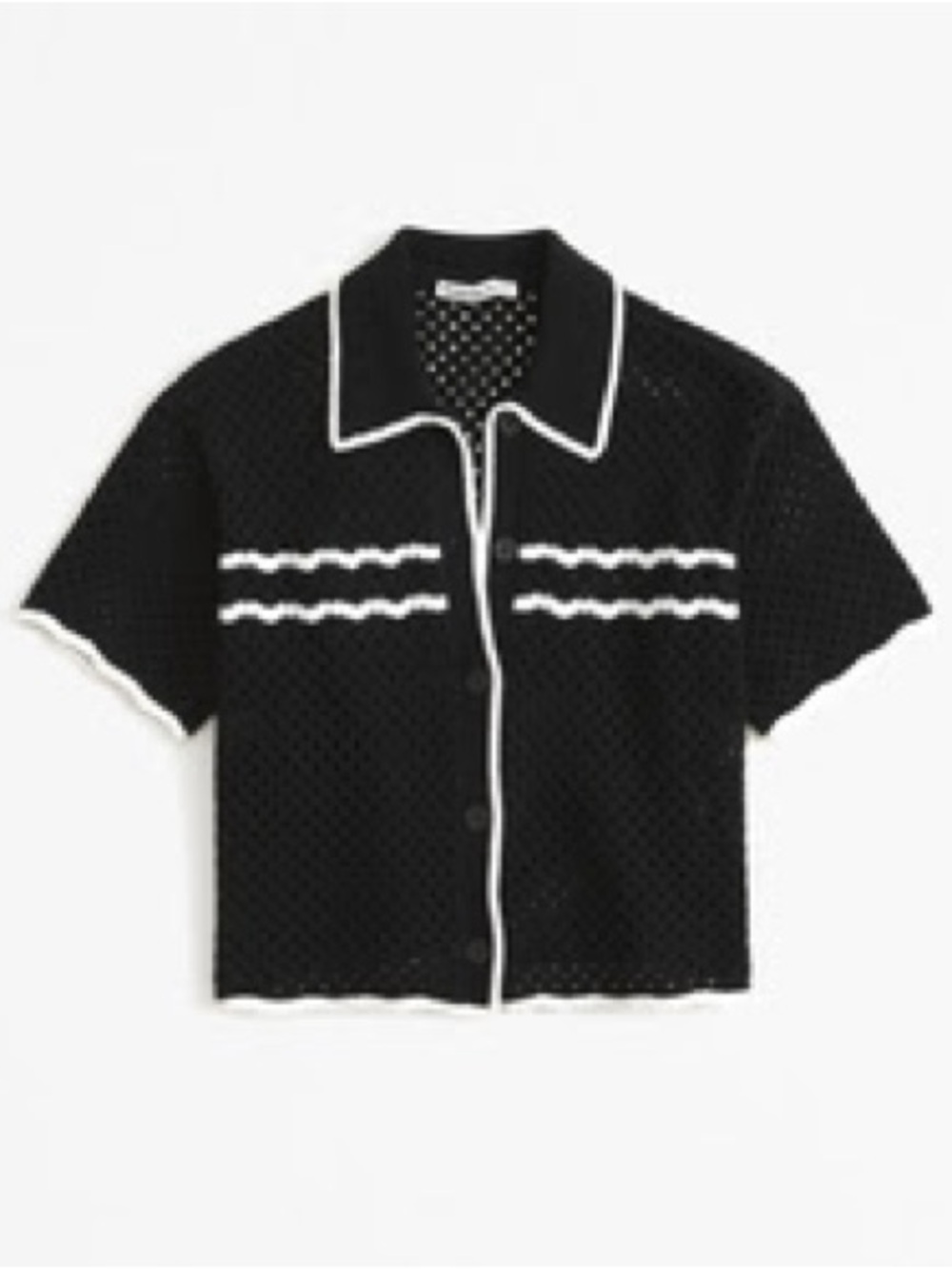 Abercrombie Women's Crochet-Style Button-Up Polo